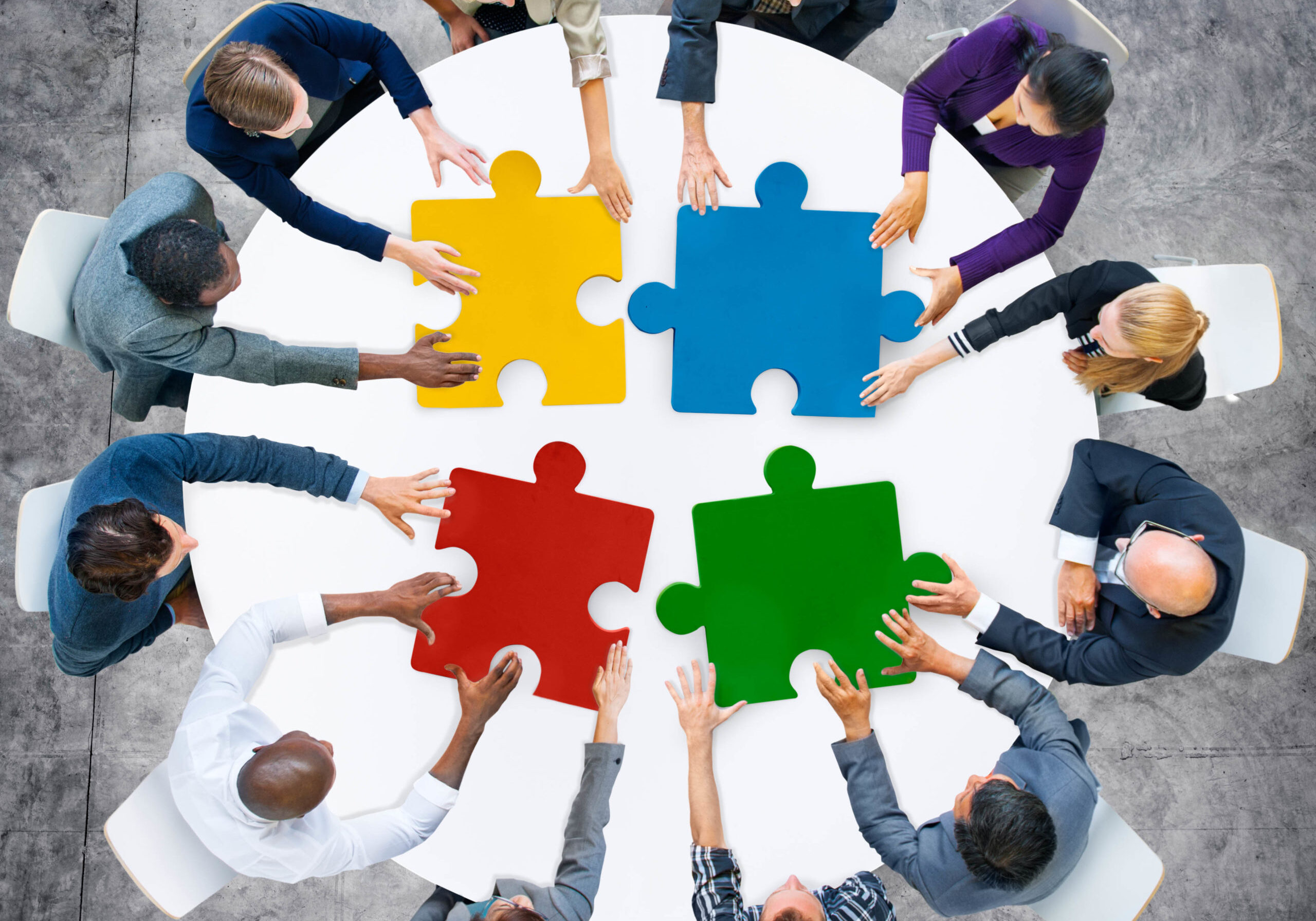 Business People Jigsaw Puzzle Collaboration Team Concept